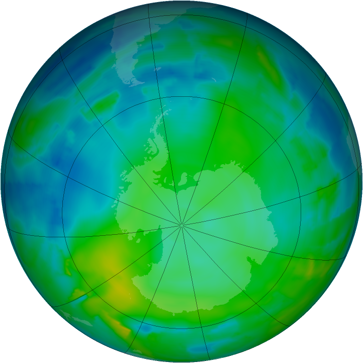 Antarctic ozone map for 02 June 2012